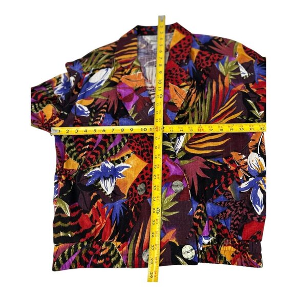 CHU Circa 60's-70's Vintage Womens Vibrant Floral Printed Blazer | Sz M USA Made - Picture 6 of 8